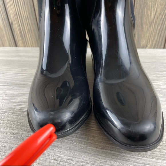 Lauren Ralph Lauren Tally Bo Rai Rubber Chelsea Black Boots Size 10B - Picture 16 of 16